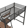 Twin Size Loft Metal&Mdf Bed With Desk And Shelf, Black Old Sku:Sm001105Aab 1 Twin Black Metal