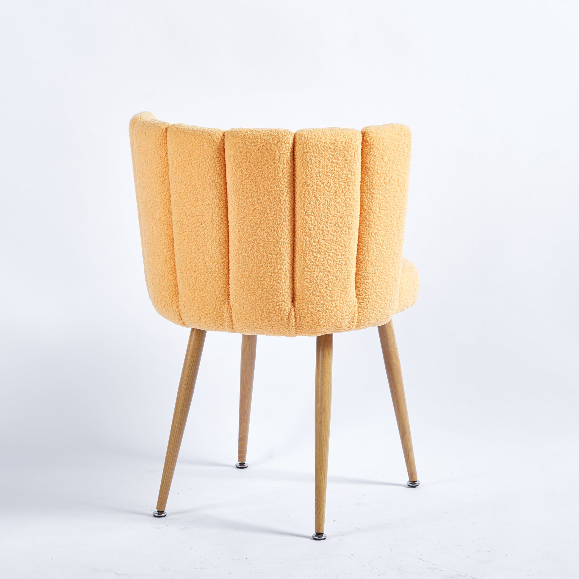 Modern Yellow Dining Chair Set Of 2 With Iron Tube Wood Color Legs, Shorthair Cushions And Comfortable Backrest, Suitable For Dining Room, Living Room, Cafe, Simple Structure. Yellow Fabric