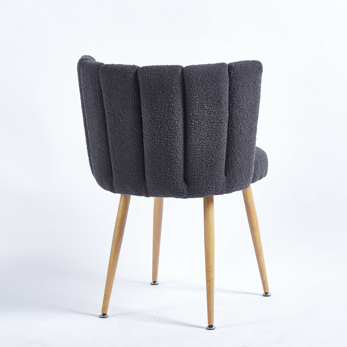 Modern Gray Dining Chair Set Of 2 With Iron Tube Wood Color Legs, Shorthair Cushions And Comfortable Backrest, Suitable For Dining Room, Living Room, Cafe, Simple Structure. Grey Fabric