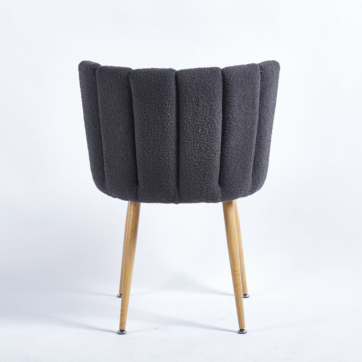 Modern Gray Dining Chair Set Of 2 With Iron Tube Wood Color Legs, Shorthair Cushions And Comfortable Backrest, Suitable For Dining Room, Living Room, Cafe, Simple Structure. Grey Fabric