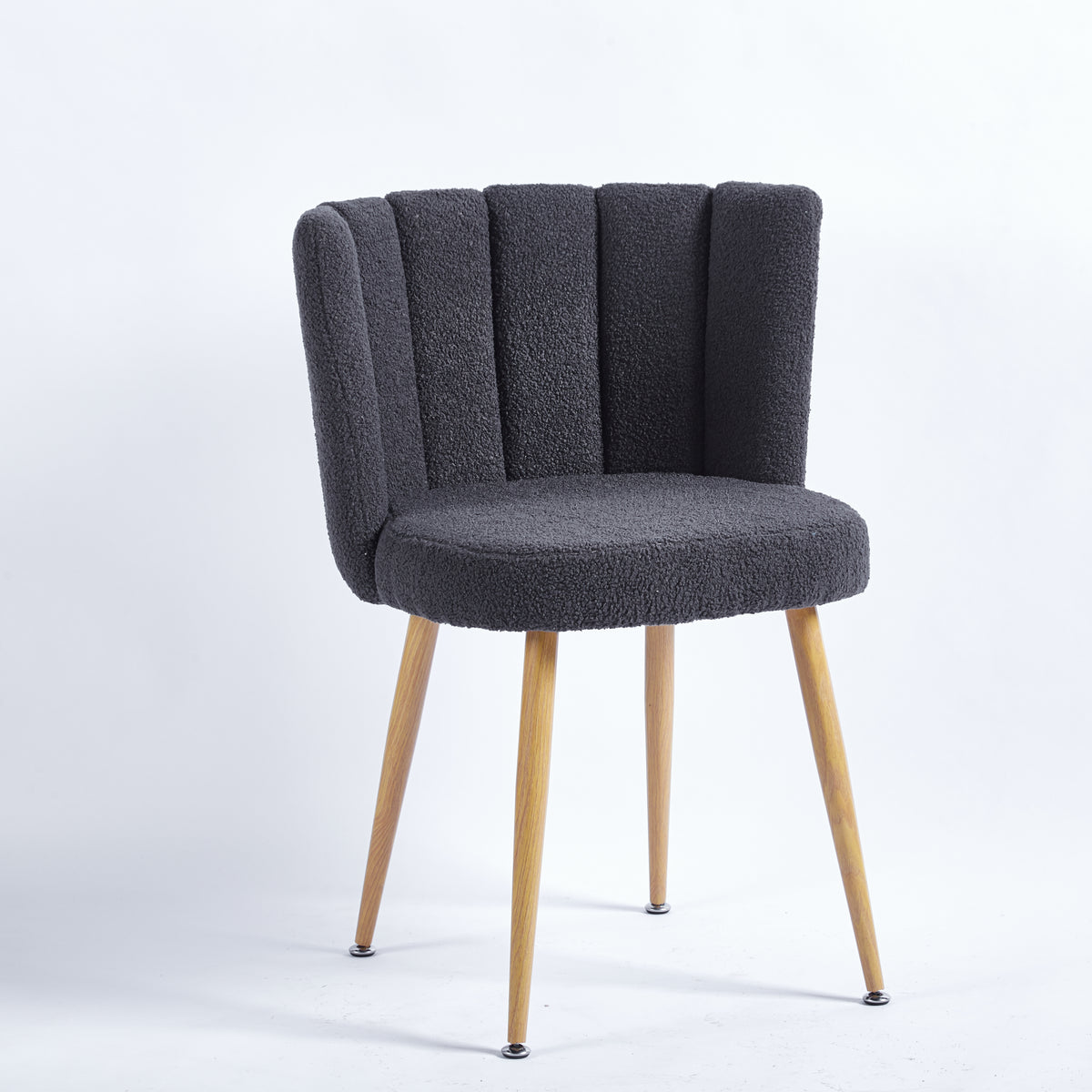 Modern Gray Dining Chair Set Of 2 With Iron Tube Wood Color Legs, Shorthair Cushions And Comfortable Backrest, Suitable For Dining Room, Living Room, Cafe, Simple Structure. Grey Fabric