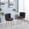 Modern Gray Dining Chair Set Of 2 With Iron Tube Wood Color Legs, Shorthair Cushions And Comfortable Backrest, Suitable For Dining Room, Living Room, Cafe, Simple Structure. Grey Fabric