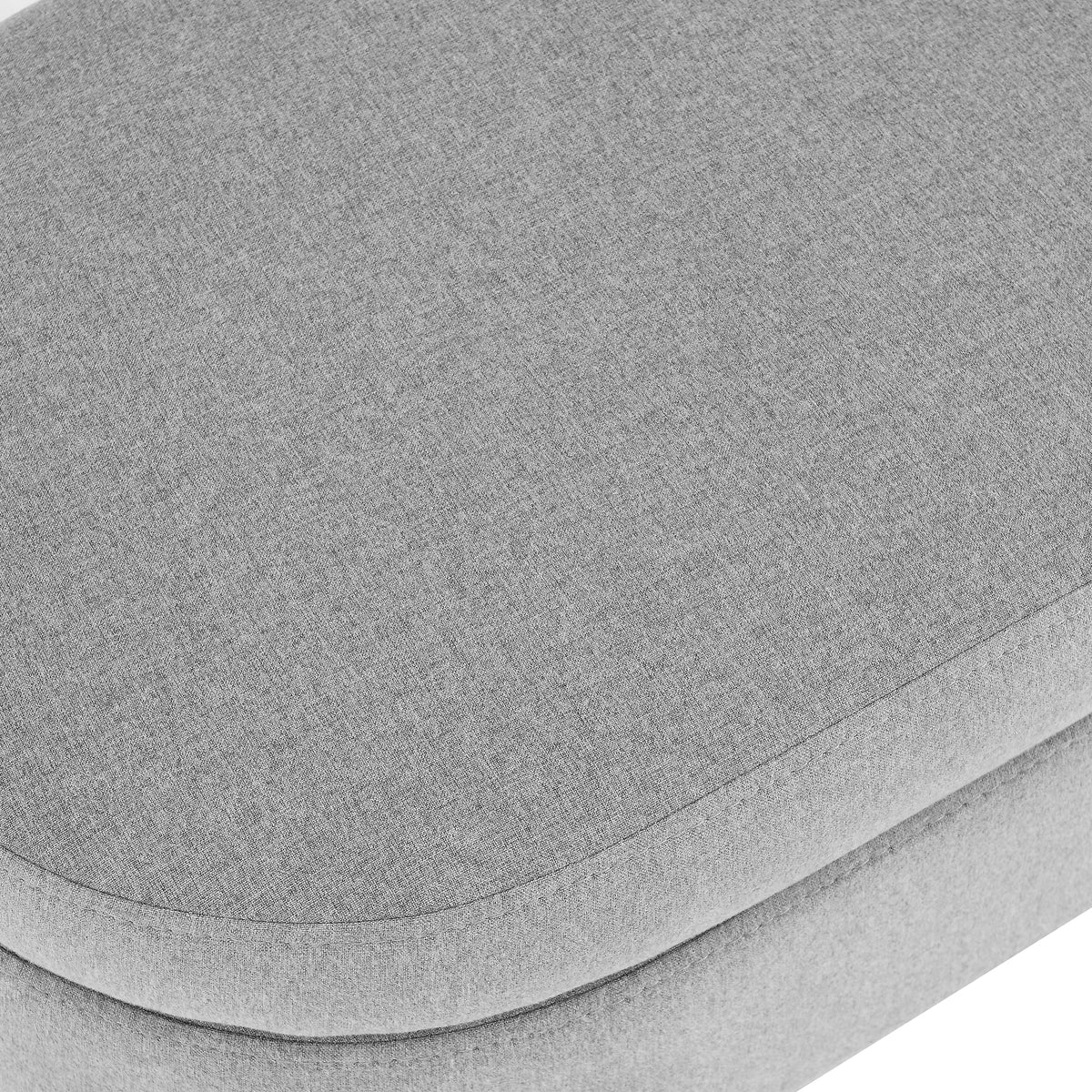 Ottoman Oval Storage Bench, Rubber Wood Legs, Grey 43.5"X16"X16" Grey Linen
