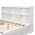 Full Bed With Side Bookcase, Drawers,White White Pine