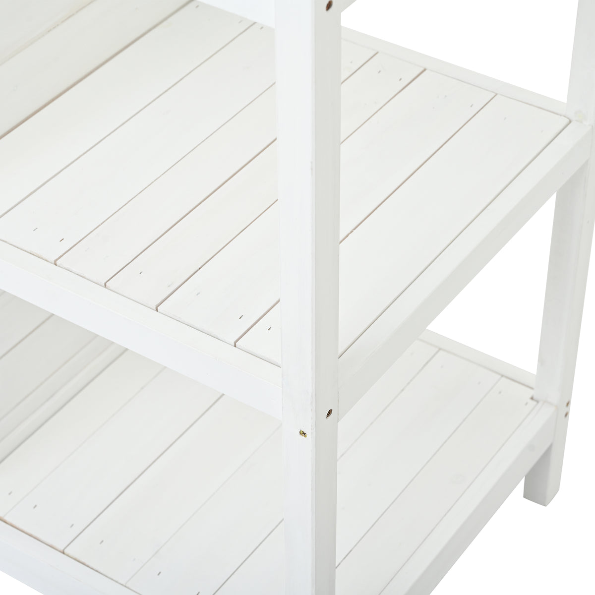 66" Large Outdoor Farmhouse Wooden Potting Bench Table, Garden Workstation With 2 Drawers, Cabinet And Open Shelves For Backyard, Mudroom, White White Garden & Outdoor Casual Wood Solid Wood