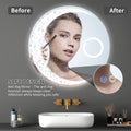 24 Inch Switch Held Memory Led Mirror, Wall Mounted Vanity Mirrors, Bathroom Anti Fog Mirror, Dimmable Bathroom Mirror Silver Glass