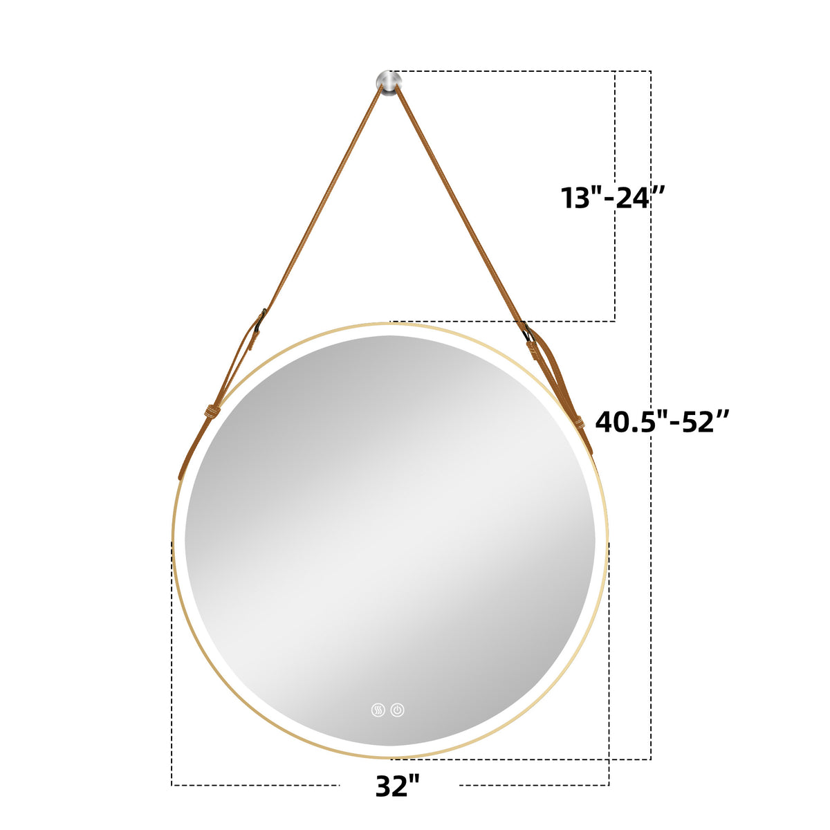 Bathroom Led Mirror 32 Inch Round Bathroom Mirror With Lights Smart 3 Lights Dimmable Illuminated Bathroom Mirror Wall Mounted Large Led Mirror Anti Fog Lighted Vanity Mirror Gold Modern Aluminium