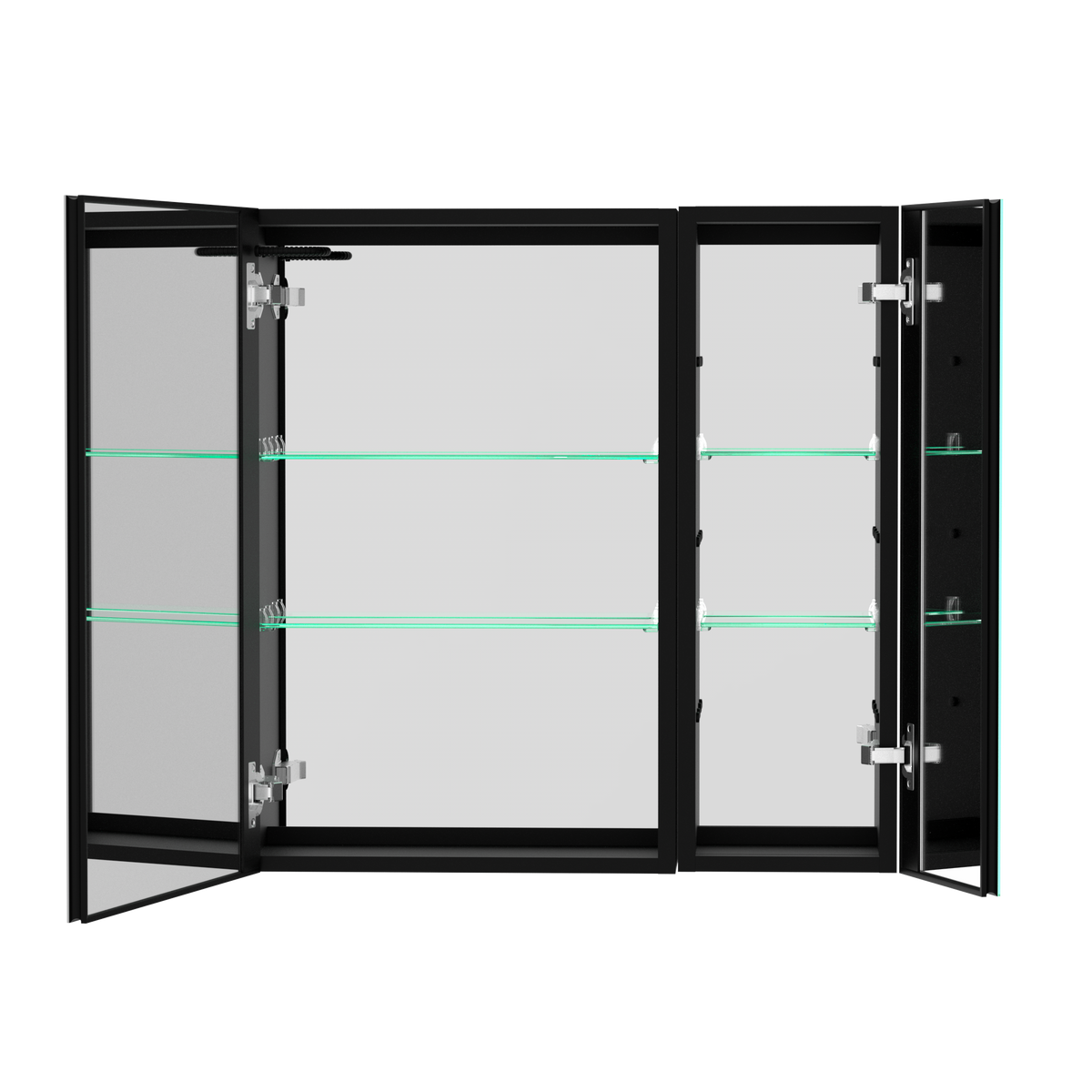 30X30 Inch Led Bathroom Medicine Cabinet Surface Mount Double Door Lighted Medicine Cabinet, Medicine Cabinets For Bathroom With Mirror Defogging Dimmer Black Black Modern Aluminium