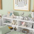 Full Bed With Side Bookcase, Drawers,White White Pine