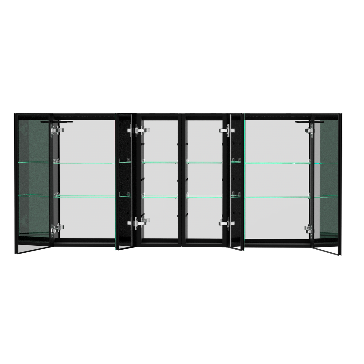 60X30 Inch Led Bathroom Medicine Cabinet Surface Mount Double Door Lighted Medicine Cabinet, Medicine Cabinets For Bathroom With Mirror Defogging, Dimmer Black Black Modern Aluminium