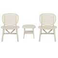 3 Pieces Hollow Design Retro Patio Table Chair Set All Weather Conversation Bistro Set Outdoor Table With Open Shelf And Lounge Chairs With Widened Seat For Balcony Garden Yard White White Polypropylene