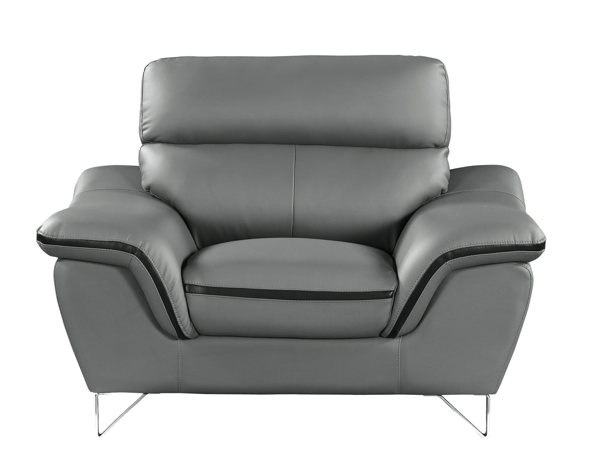 Genuine Leather Chair Gray Foam Leather