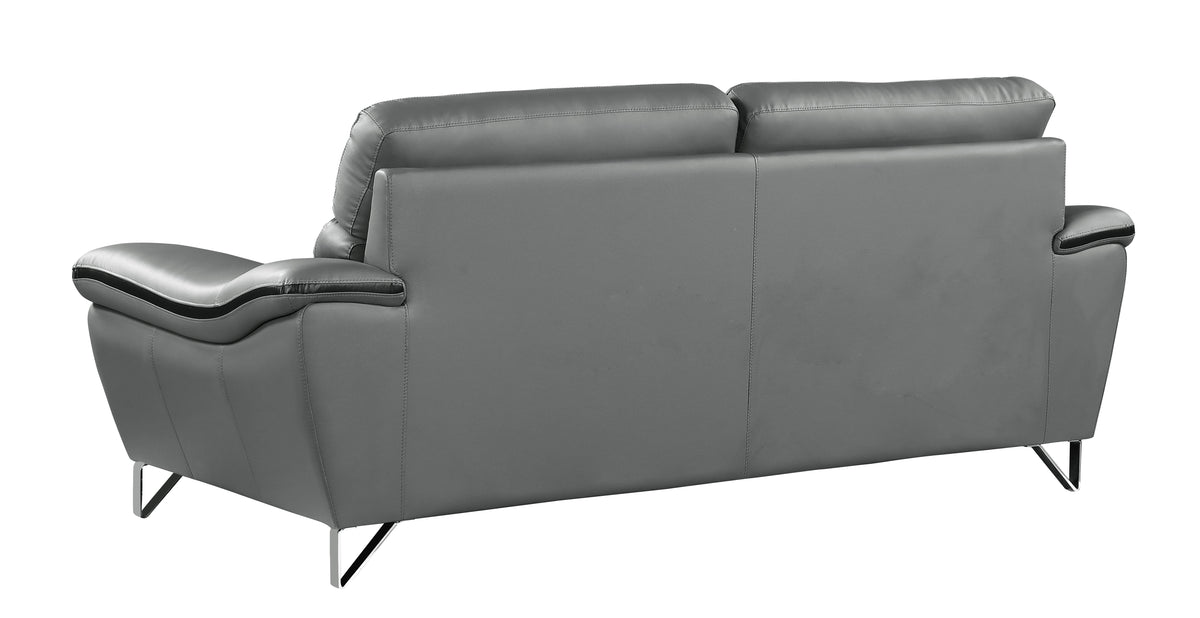 Genuine Leather Loveseat Gray Foam Leather