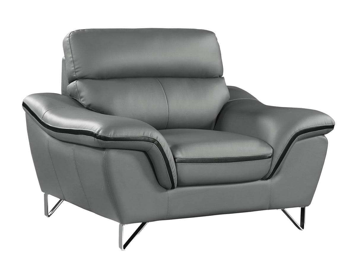 Genuine Leather Chair Gray Foam Leather