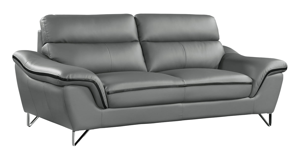 Genuine Leather Loveseat Gray Foam Leather