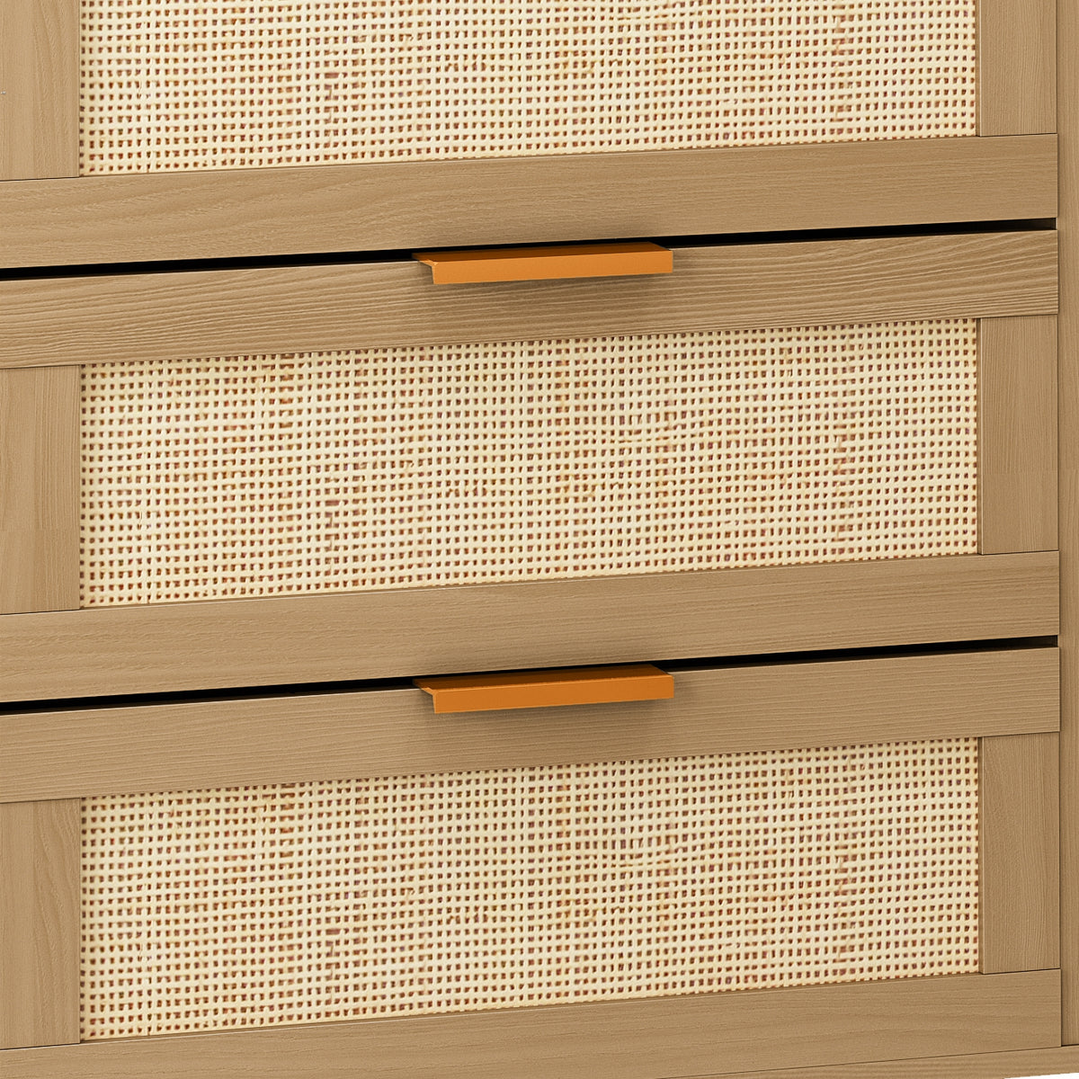 6 Drawers Rattan Dresser Rattan Drawer, Bedroom,Living Room Oak Particle Board
