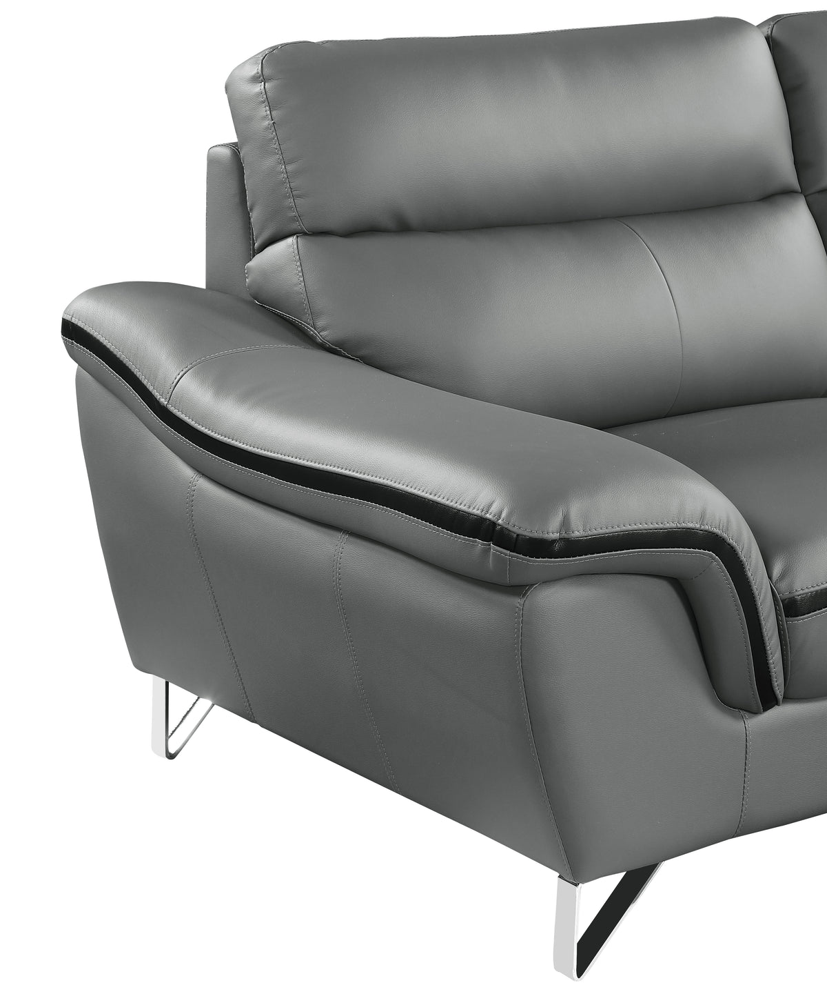 Genuine Leather Loveseat Gray Foam Leather