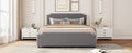 Upholstered Platform Bed With Stud Trim Headboard And Footboard And 4 Drawers No Box Spring Needed, Velvet Fabric, Queen Size Gray Queen Gray Upholstered