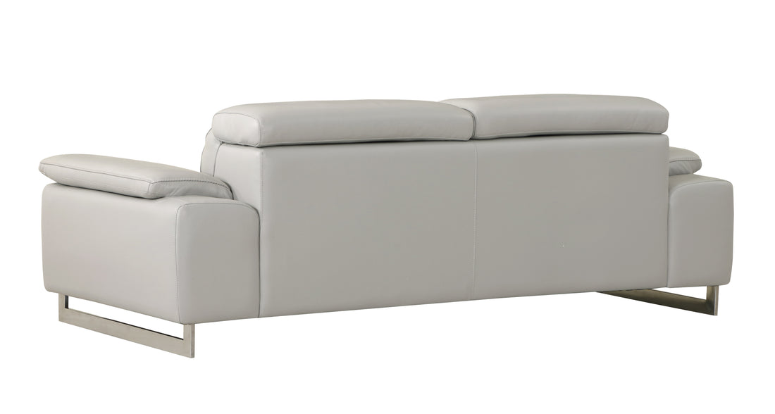 Top Grain Italian Leather Sofa Light Gray Foam Leather