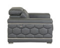 Top Grain Italian Leather Chair Dark Gray Foam Leather