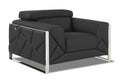 Top Grain Italian Leather Chair Dark Gray Foam Leather