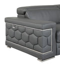 Top Grain Italian Leather Chair Dark Gray Foam Leather