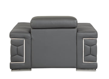 Top Grain Italian Leather Chair Dark Gray Foam Leather