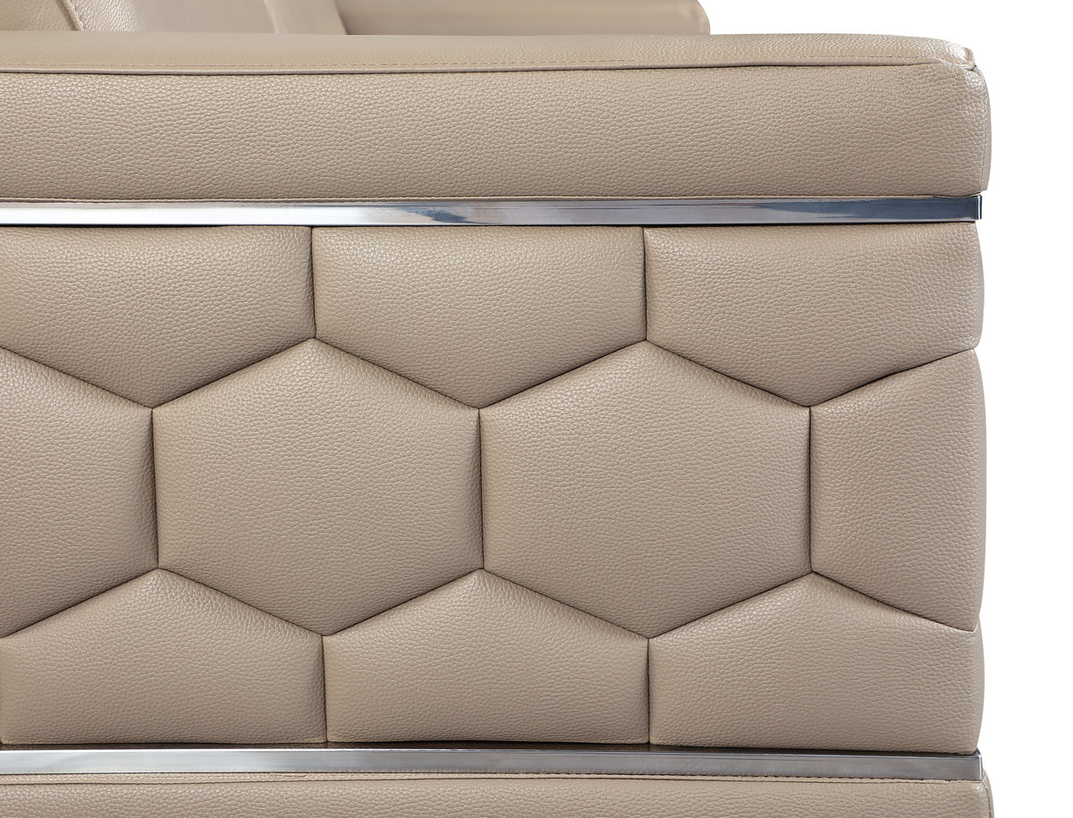 Top Grain Italian Leather Chair Beige Foam Leather