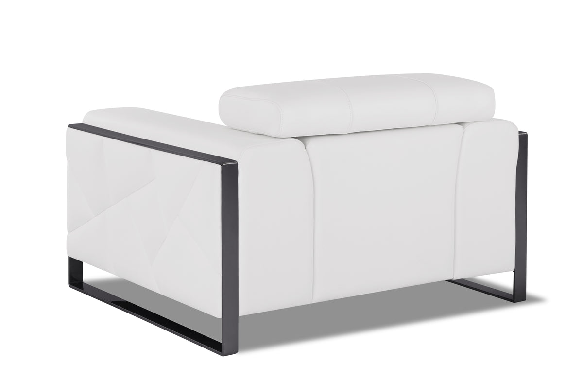 Top Grain Italian Leather Chair White Foam Leather