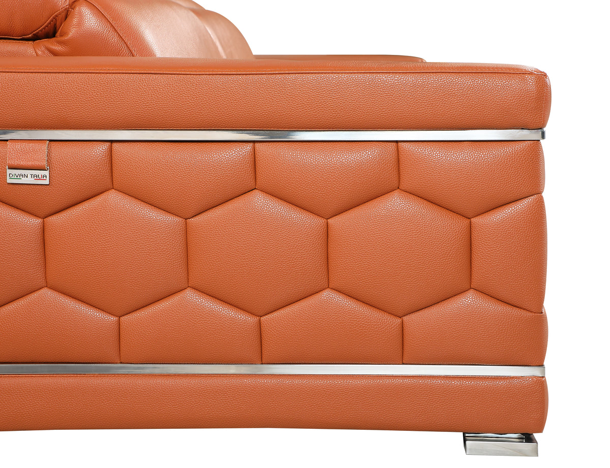 Top Grain Italian Leather Loveseat Camel Foam Leather