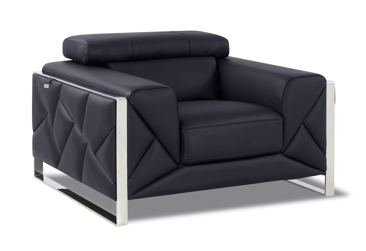 Top Grain Italian Leather Chair Black Foam Leather