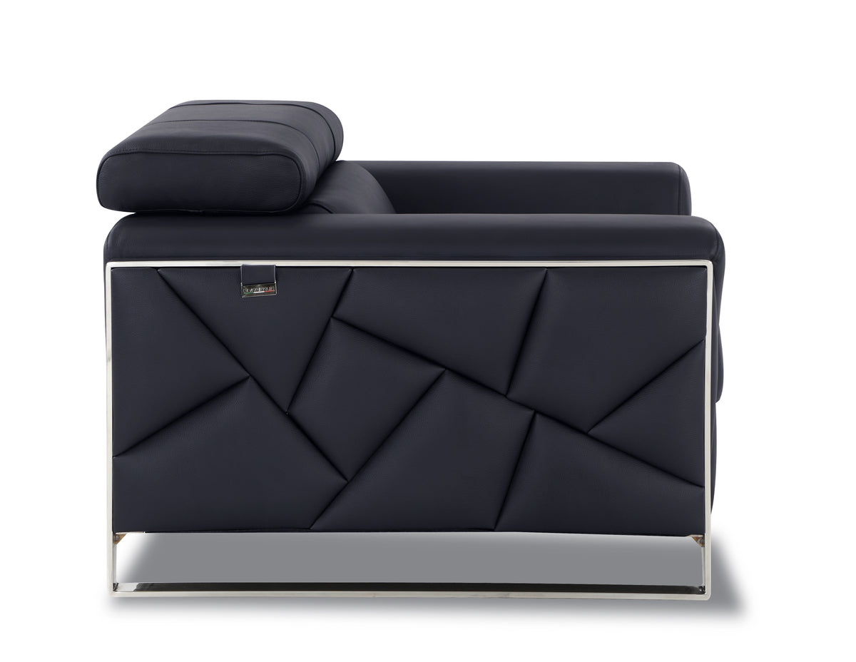 Top Grain Italian Leather Chair Black Foam Leather