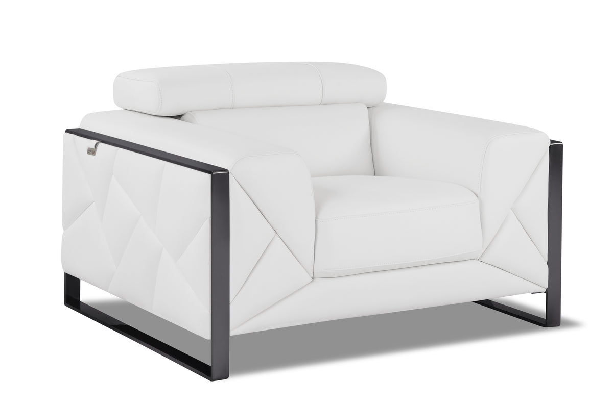Top Grain Italian Leather Chair White Foam Leather