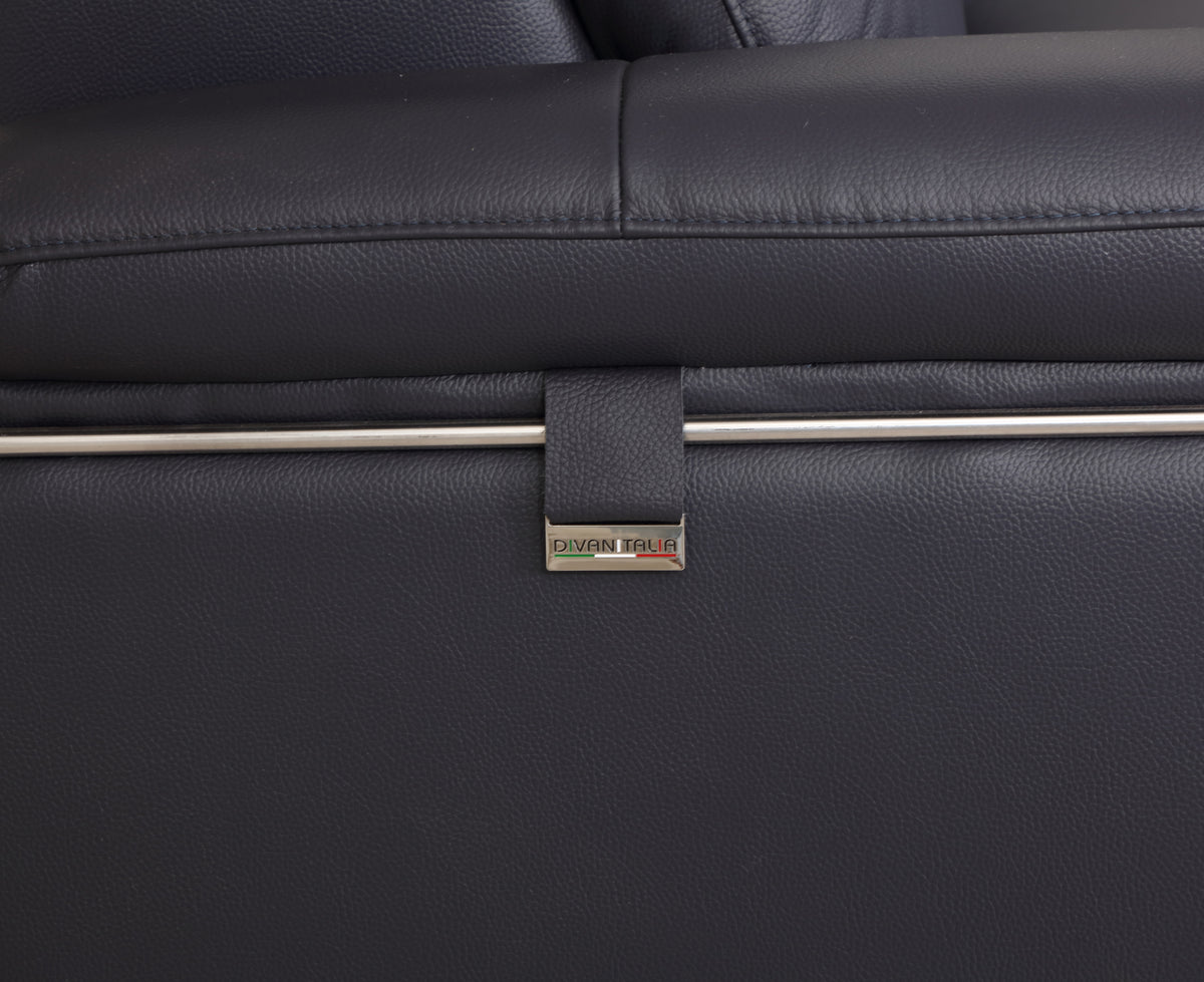 Top Grain Italian Leather Chair Navy Foam Leather