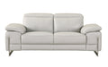 Top Grain Italian Leather Loveseat Light Gray Foam Leather