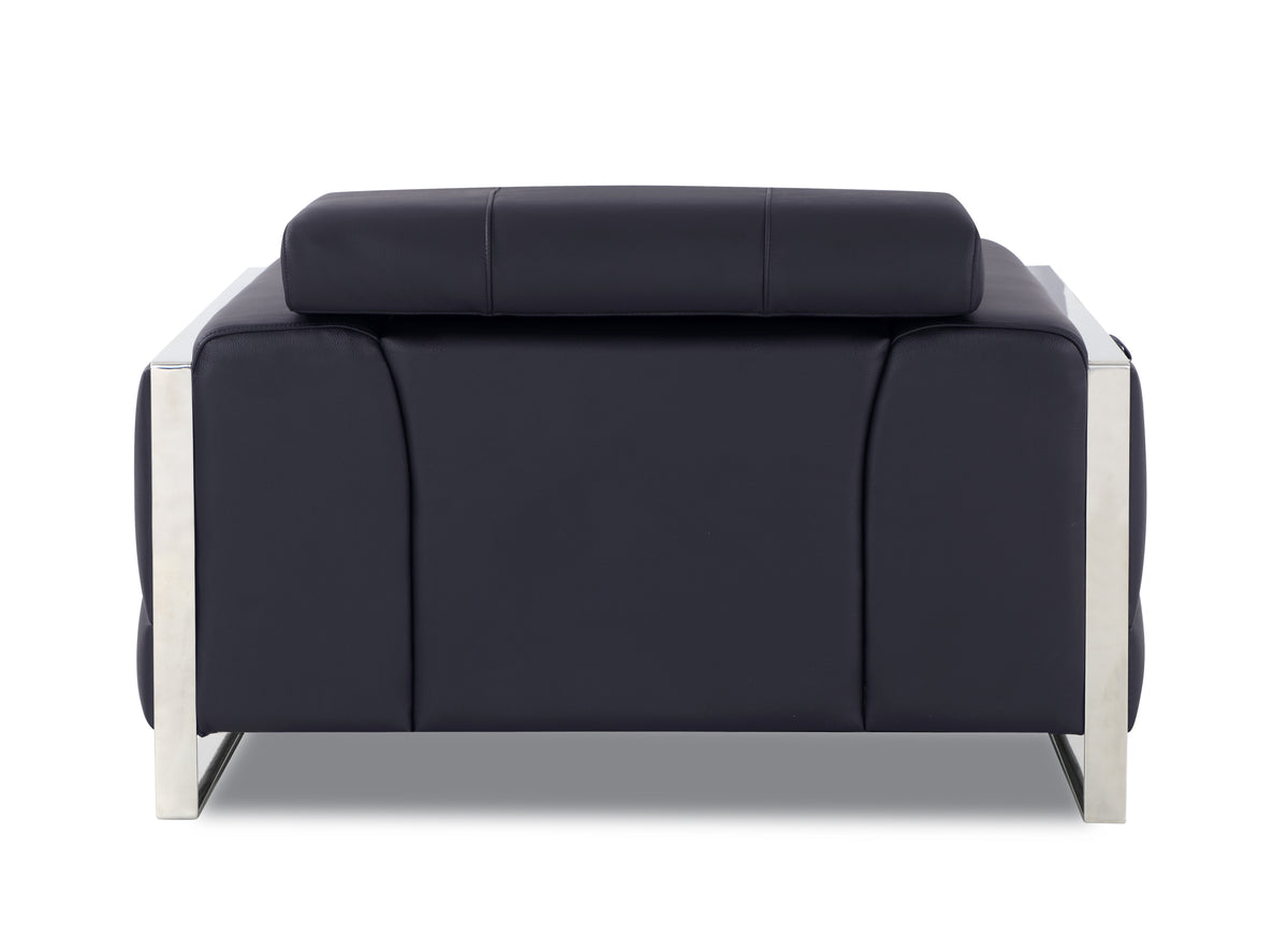 Top Grain Italian Leather Chair Black Foam Leather