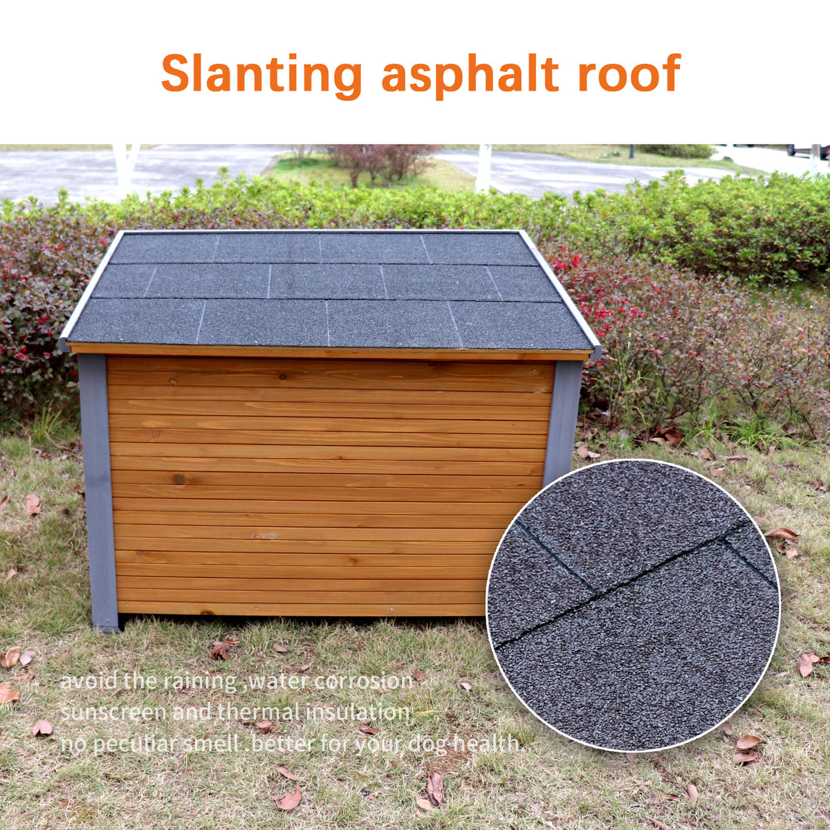 Dog House Outdoor & Indoor Wooden Dog Kennel For Winter With Raised Feet Weatherproof For Large Dogs Natural Solid Wood