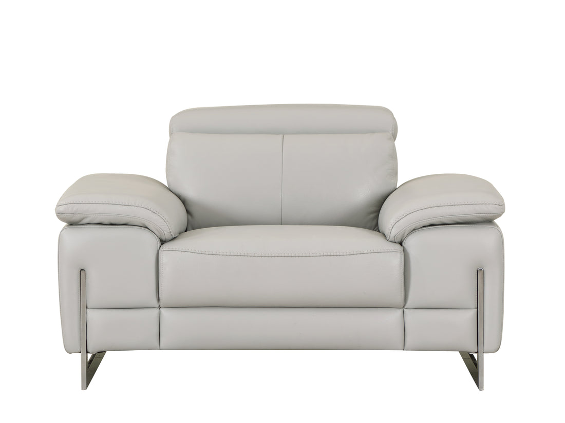Top Grain Italian Leather Chair Light Gray Foam Leather