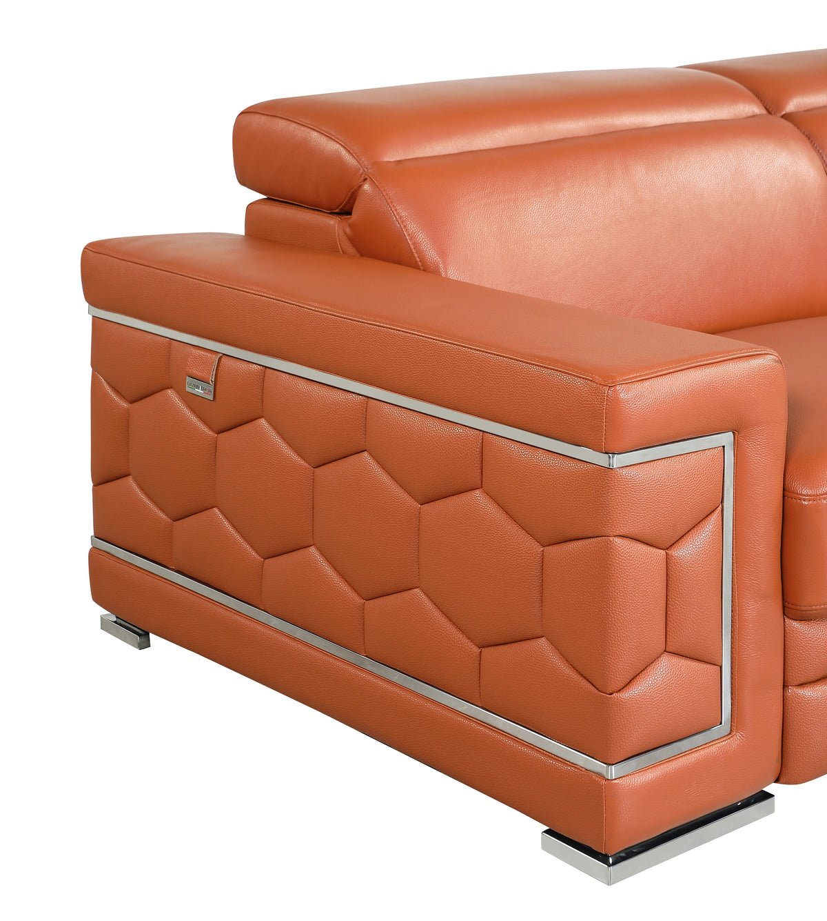 Top Grain Italian Leather Loveseat Camel Foam Leather