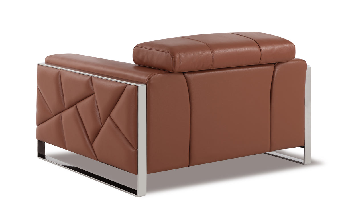 Top Grain Italian Leather Chair Camel Foam Leather