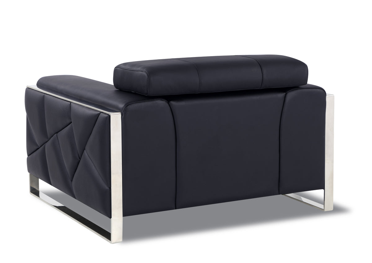 Top Grain Italian Leather Chair Black Foam Leather