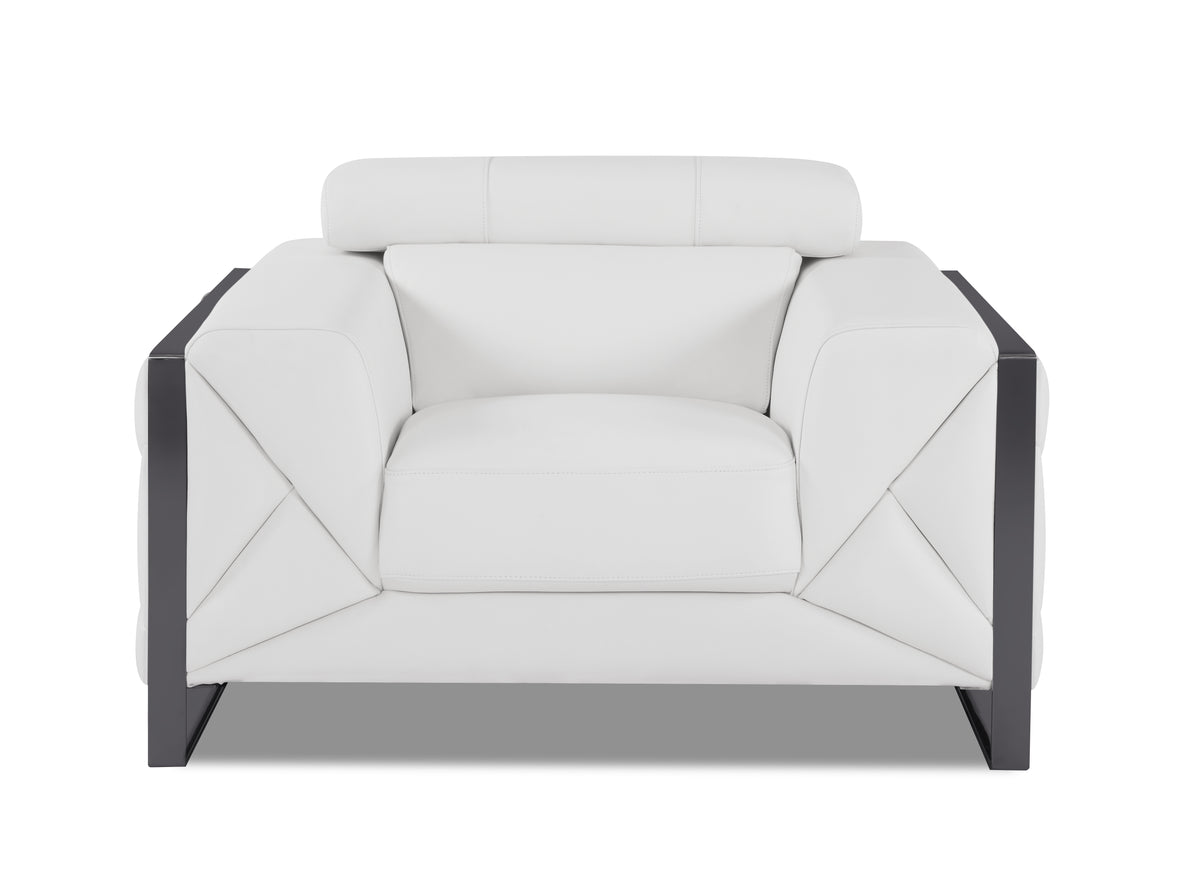 Top Grain Italian Leather Chair White Foam Leather
