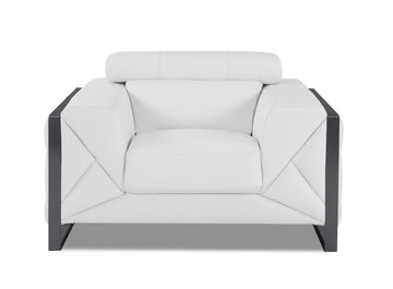 Top Grain Italian Leather Chair White Foam Leather