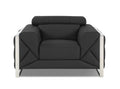 Top Grain Italian Leather Chair Dark Gray Foam Leather