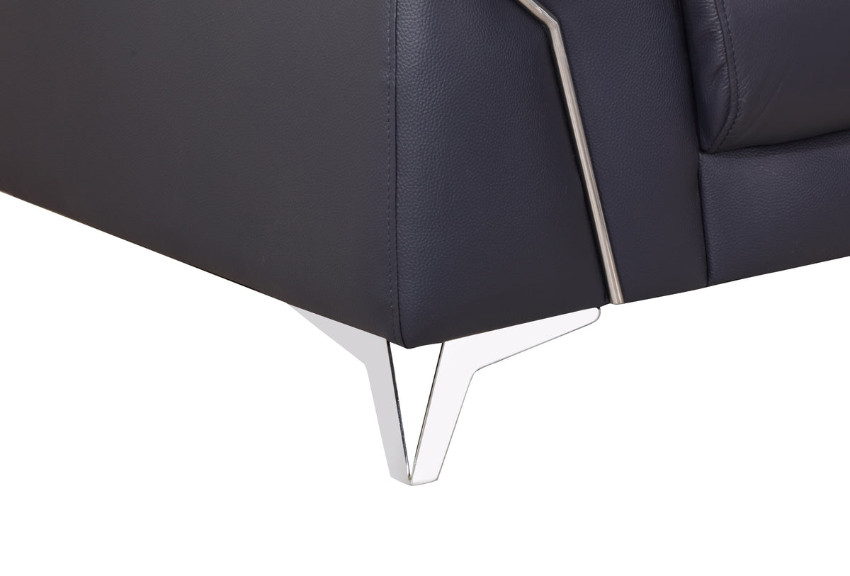 Top Grain Italian Leather Chair Navy Foam Leather