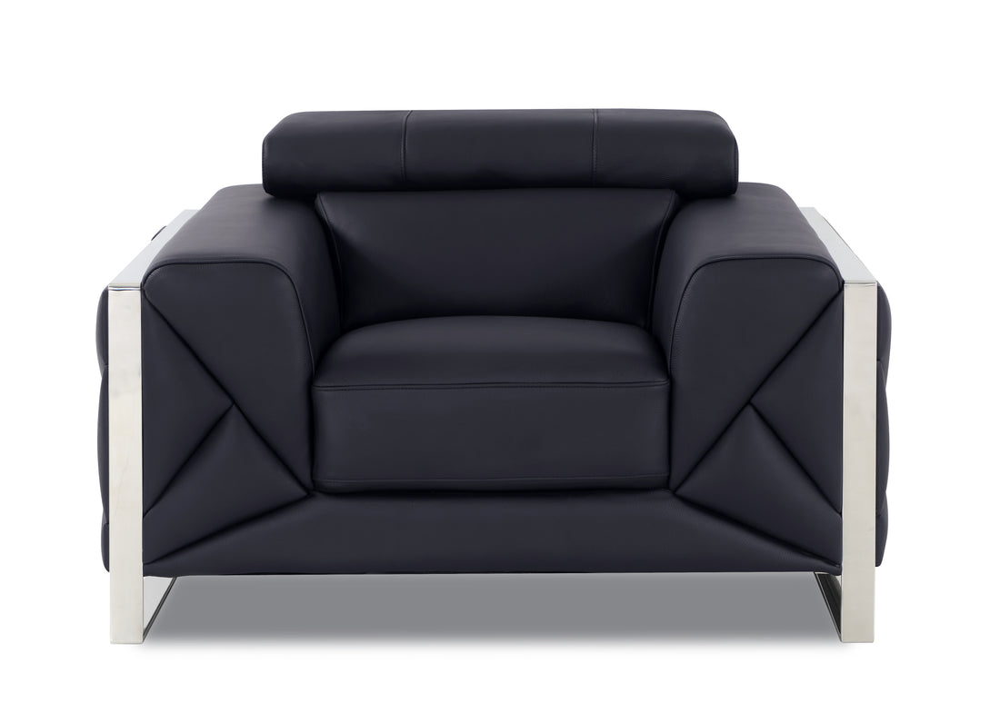 Top Grain Italian Leather Chair Black Foam Leather