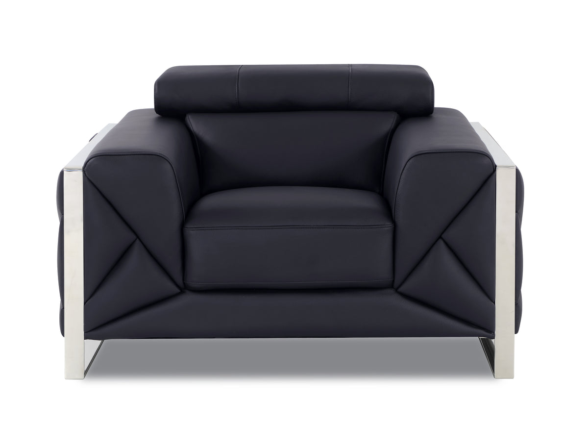Top Grain Italian Leather Chair Black Foam Leather