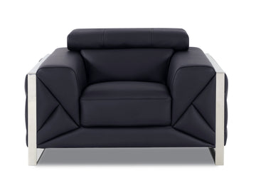 Top Grain Italian Leather Chair Black Foam Leather
