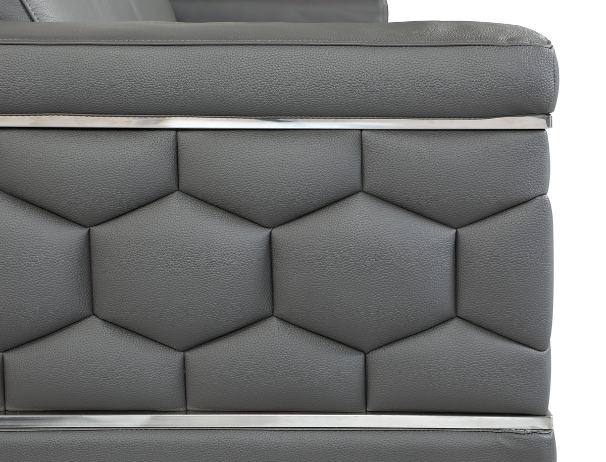 Top Grain Italian Leather Sofa Dark Gray Foam Leather