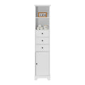 White Tall Bathroom Cabinet, Freestanding Storage Cabinet With 3 Drawers And Adjustable Shelf, Mdf Board With Painted Finish White Mdf